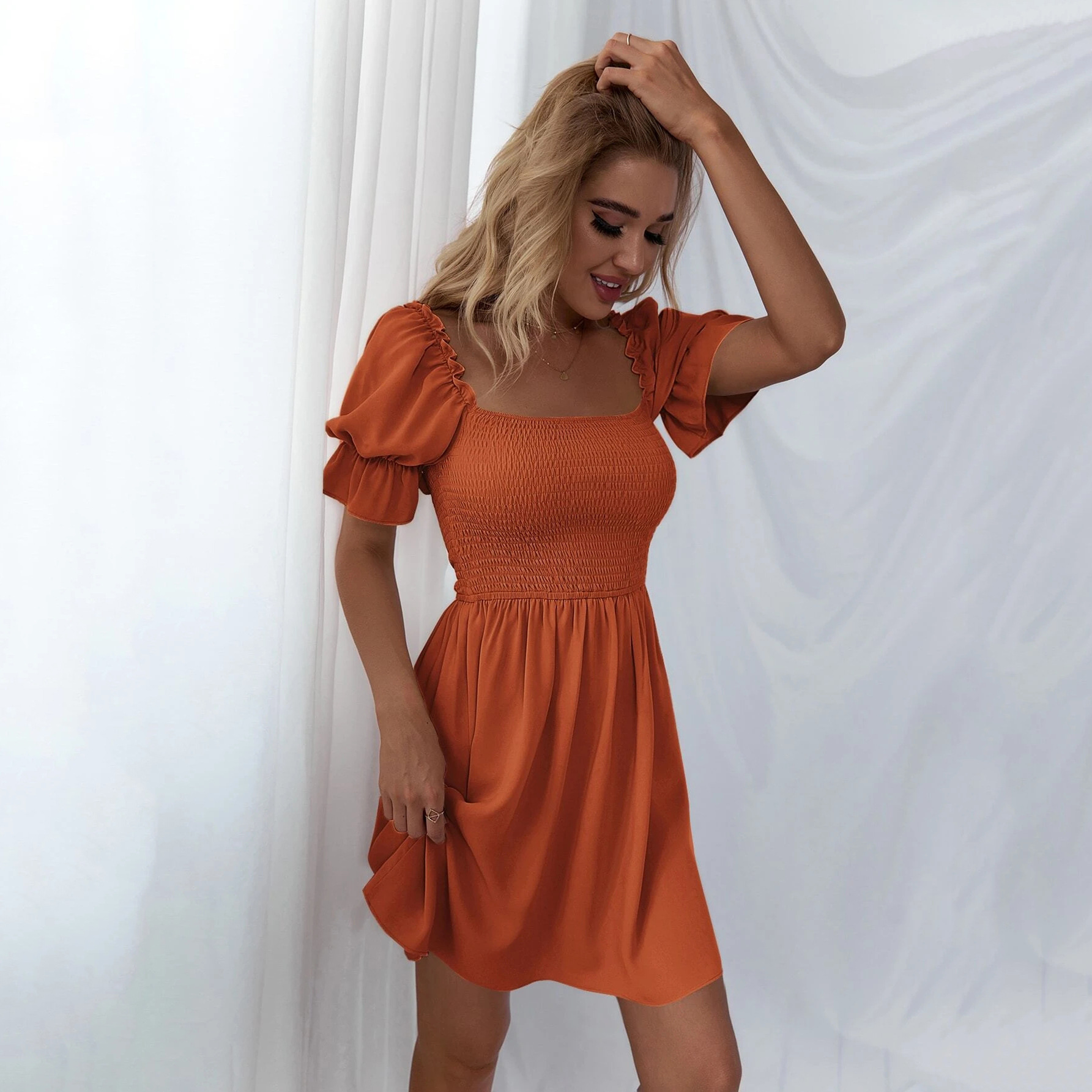 WW | Women's Square Neck A-Line Dress