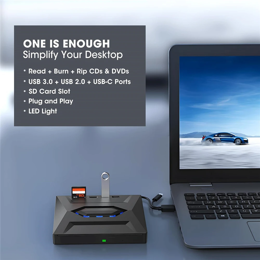 USB 3.0 External CD DVD Burner and Reader for PC Laptop