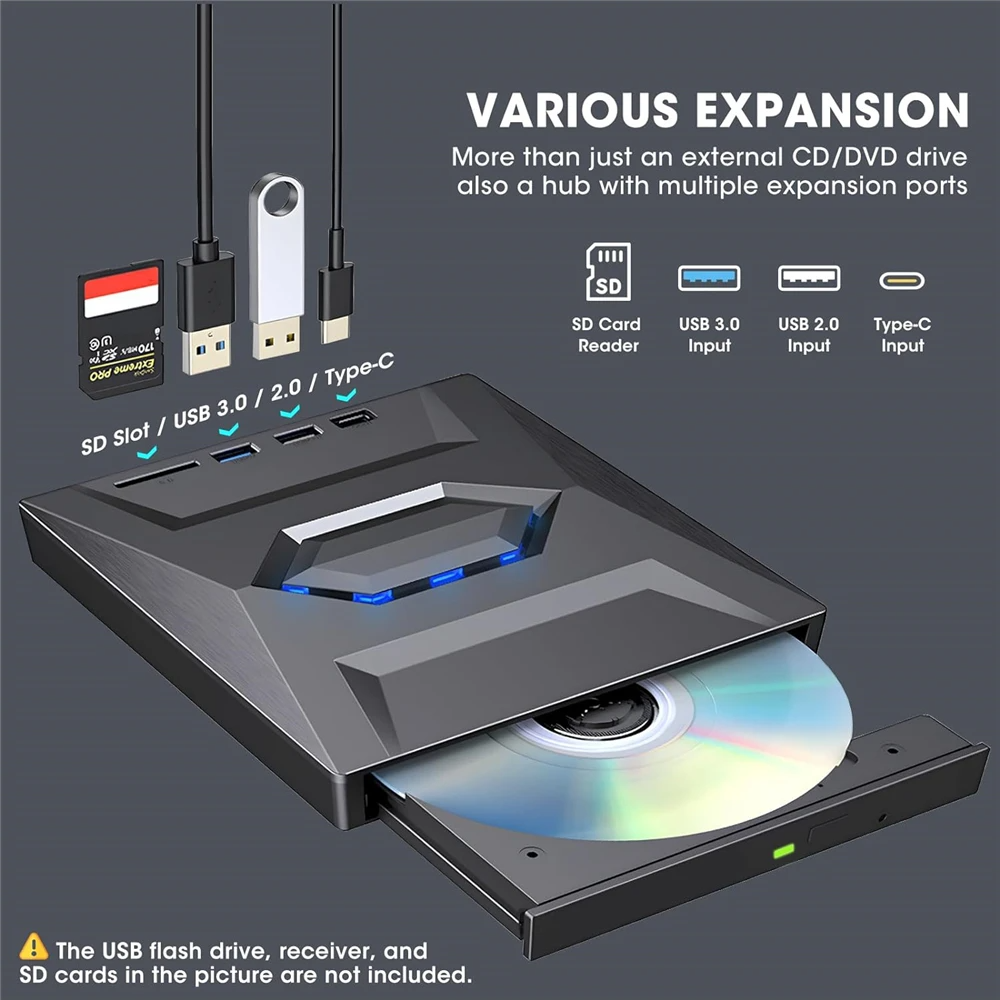 USB 3.0 External CD DVD Burner and Reader for PC Laptop
