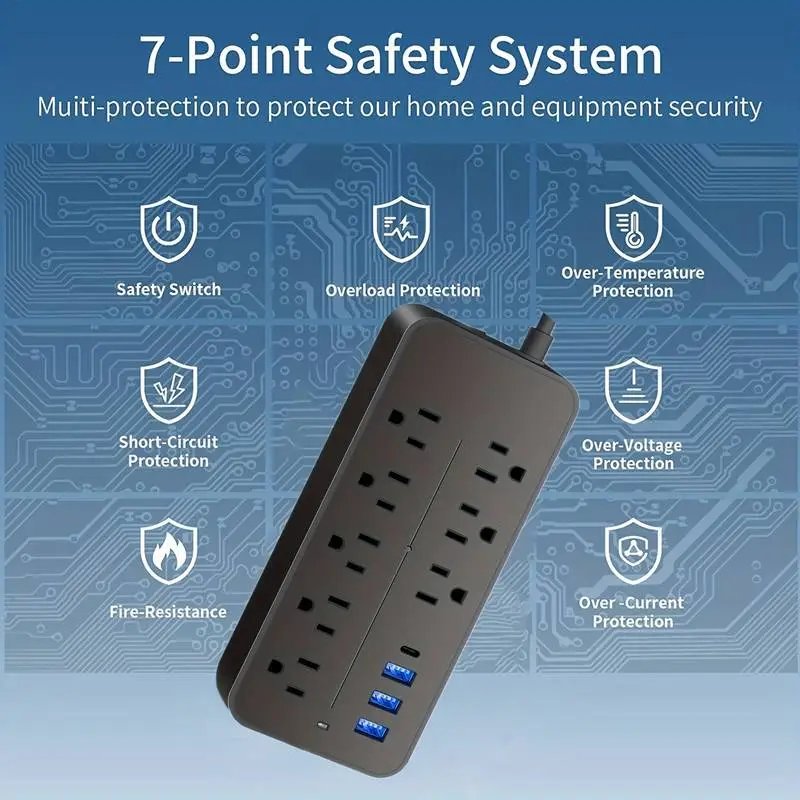 Ultimate Charge Power Strip - 8 AC & 4 USB Ports