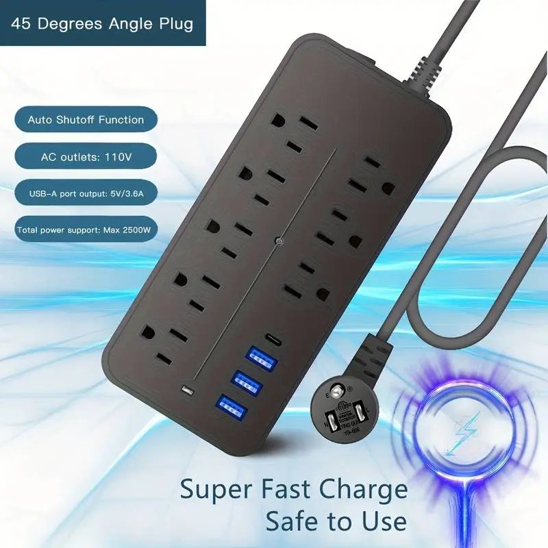 Ultimate Charge Power Strip - 8 AC & 4 USB Ports