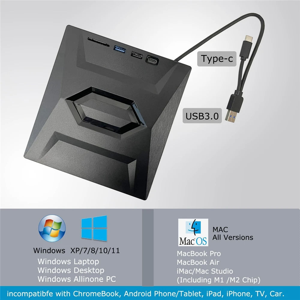 USB 3.0 External CD DVD Burner and Reader for PC Laptop