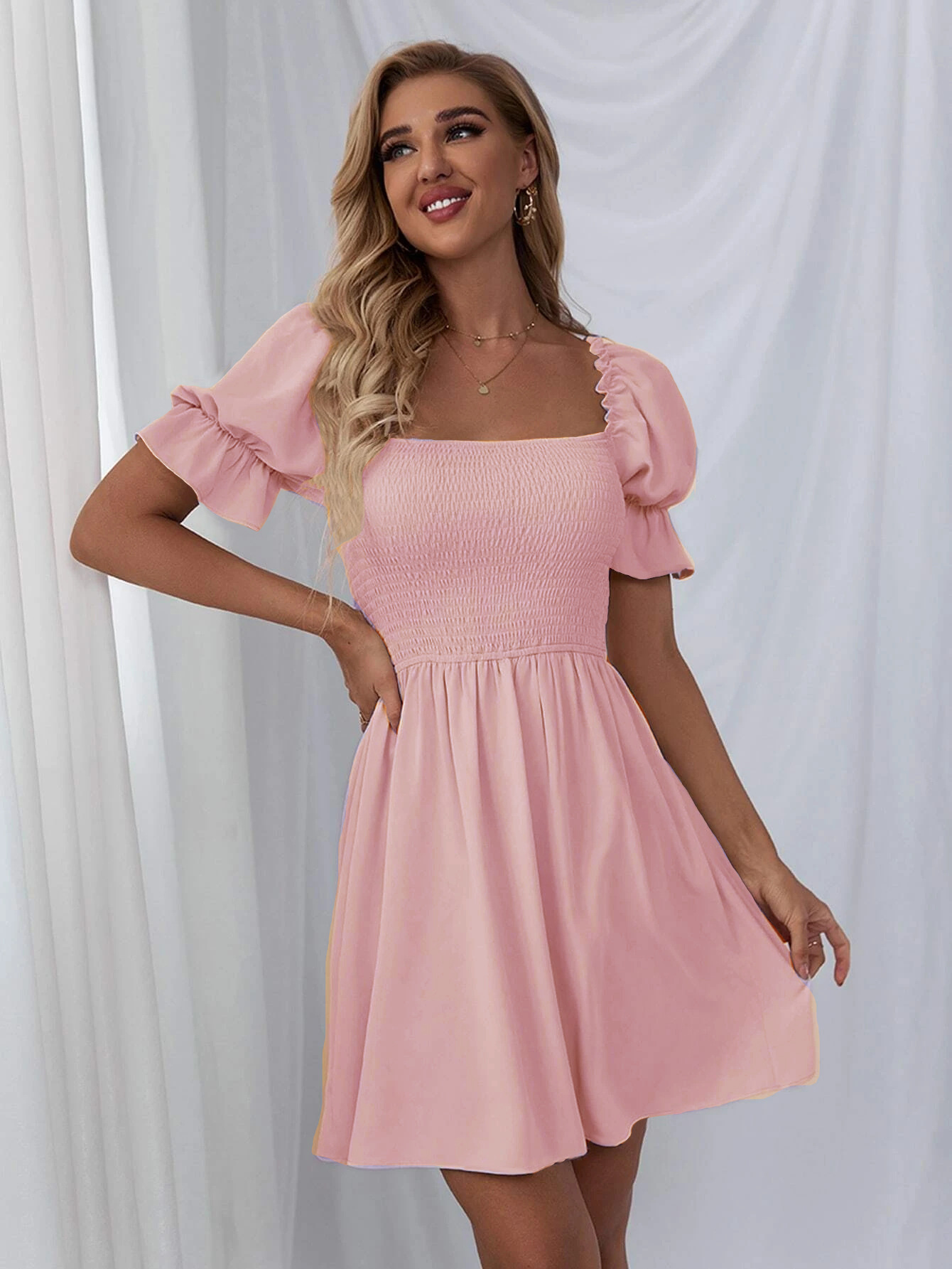 WW | Women's Square Neck A-Line Dress